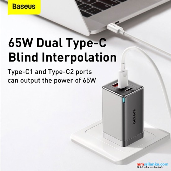 Baseus GaN3 Pro 65W Fast Charger 2C+U CN Silver With Type-c to Type-c 100W Cable